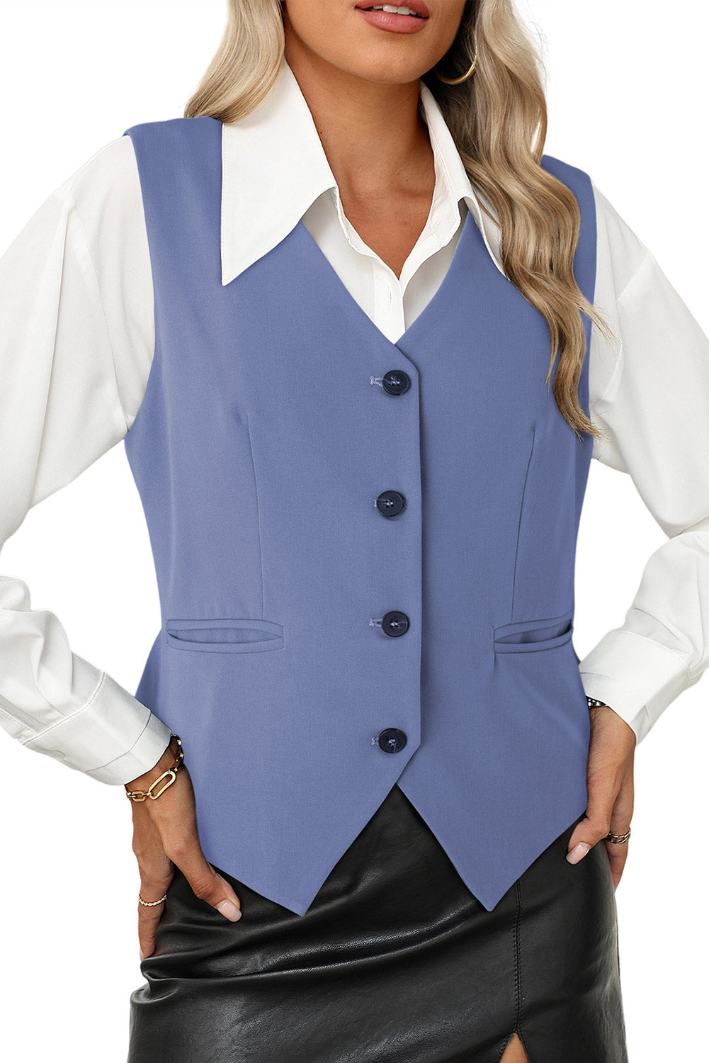 Button up V Neck Suit Vest