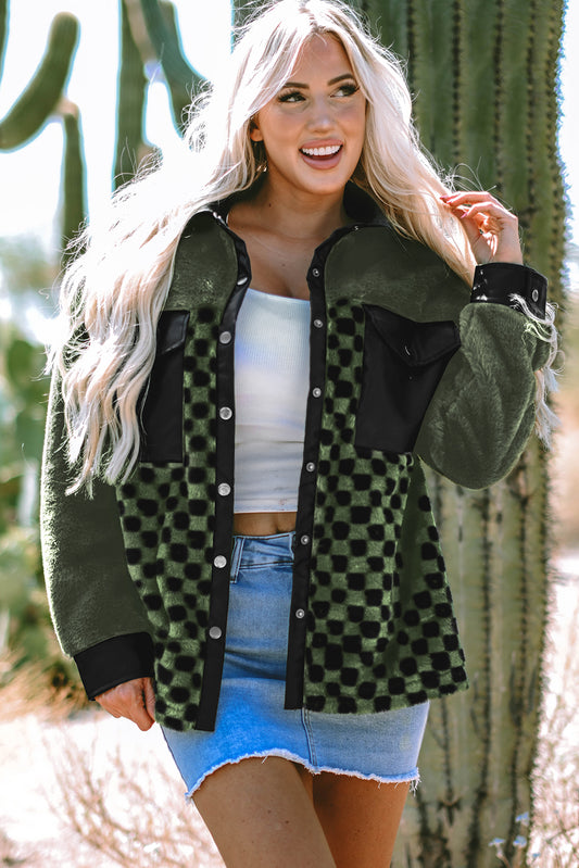 Vineyard Green Fleece Checkerboard Jacket